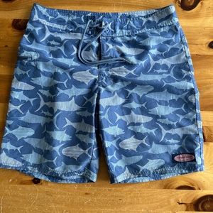 Vineyard Vines - Men’s Swim Trunk - Blue Shark & Marlin pattern - Size 30
